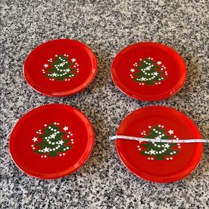 Festive Red Christmas Tree Plate Set